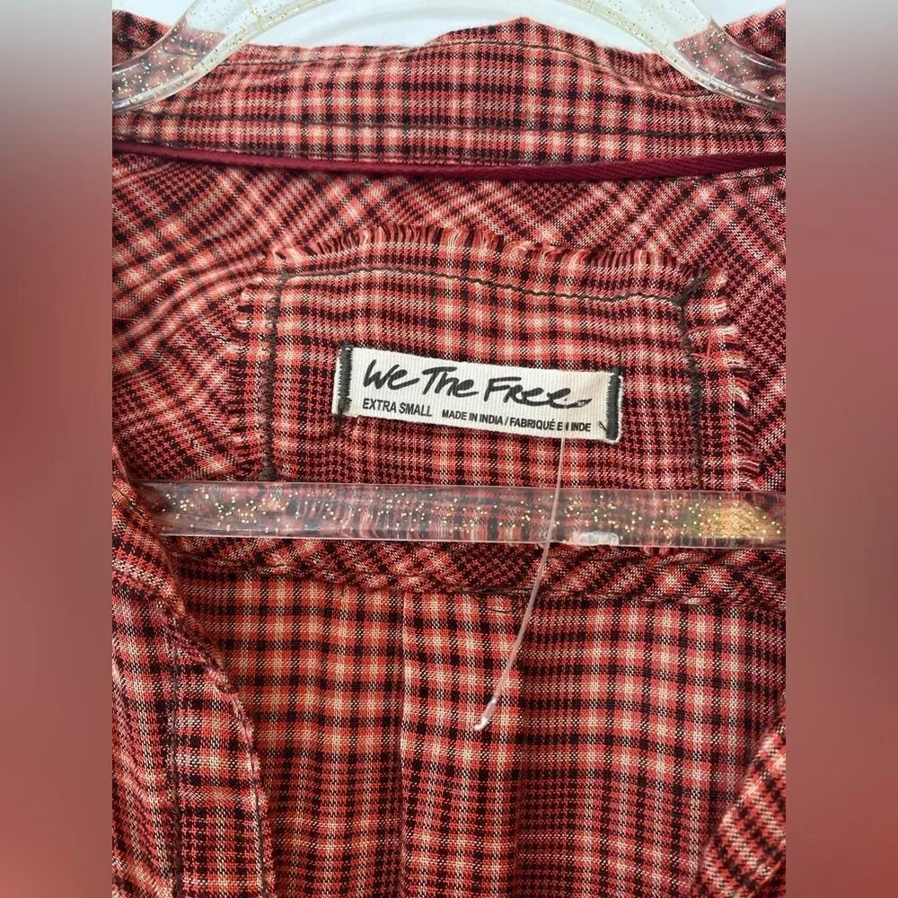 Free People We The Free Catalynn Cinched Plaid Blouse NWT Gingham Size XSmall